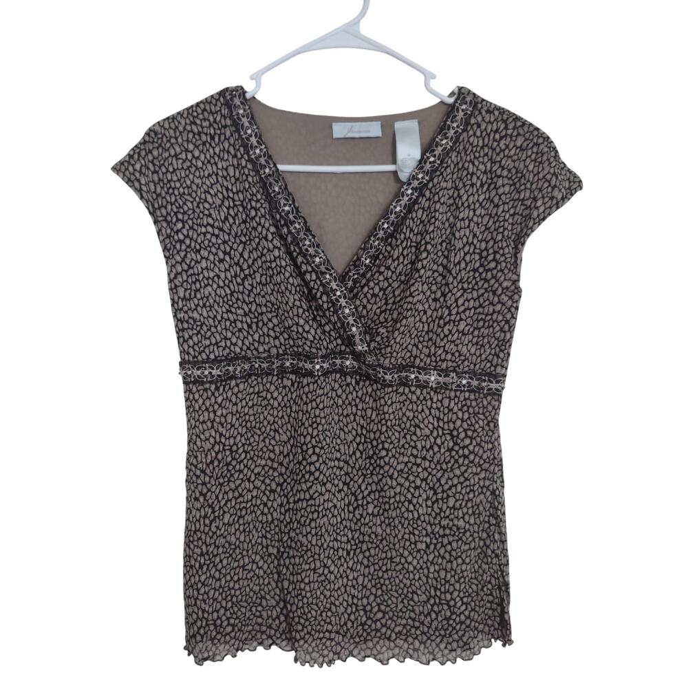Y2K Lettuce Trim Babydoll Top M Fairy Grunge Mesh Embellished‎ Casual Preppy